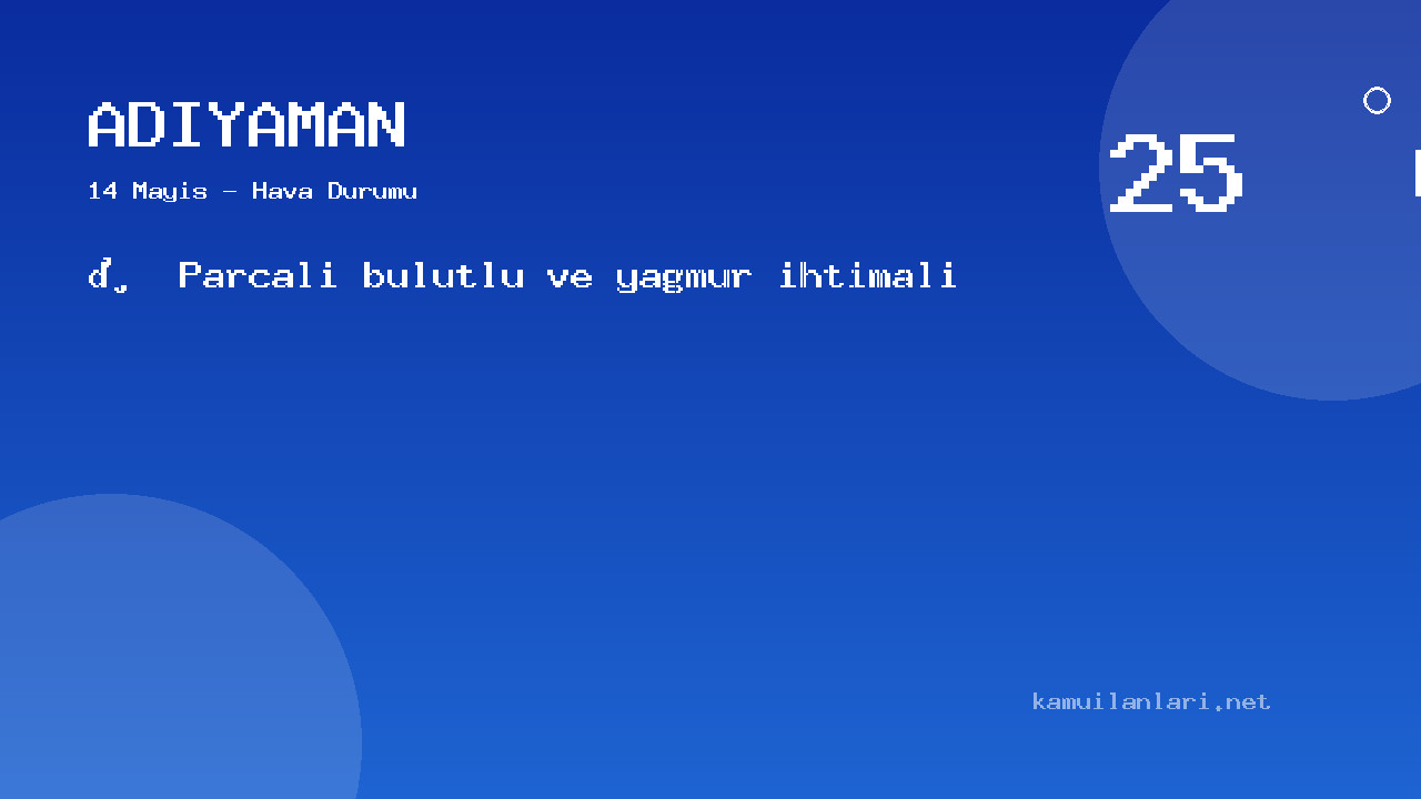 Adıyaman Hava Durumu: 14 Mayıs İçin Saatlik Ve Günlük Tahminler