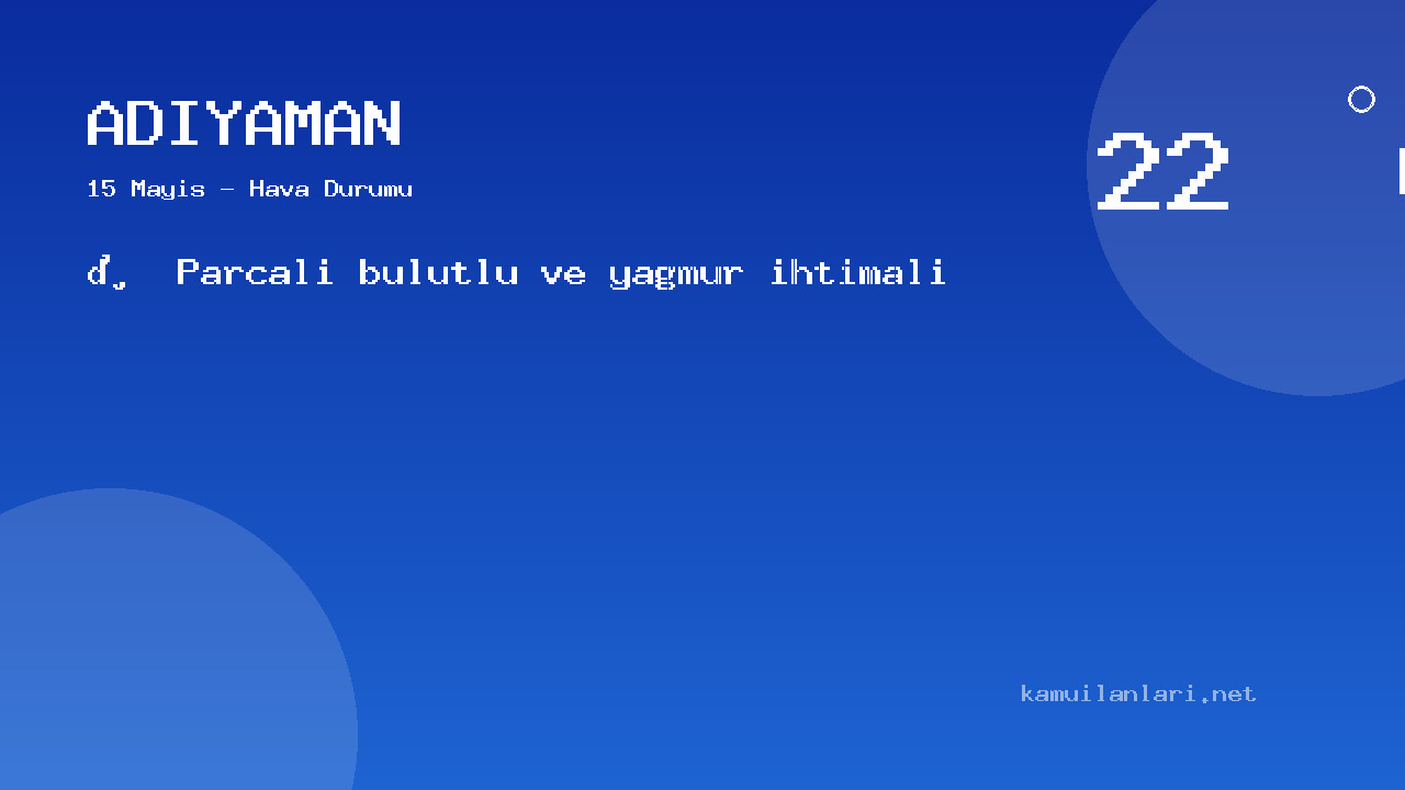 Adıyaman Hava Durumu (15 Mayıs): ️ Parçalı Bulutlu Ve Yağmur Ihtimali Bekleniyor | Güncel Tahminler