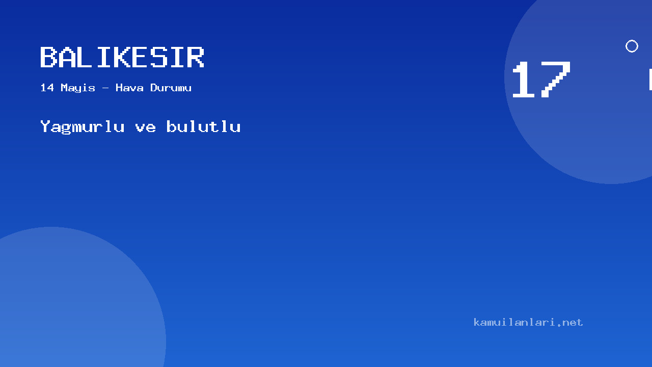 Balıkesir Hava Durumu (14 Mayıs): Yağmurlu Ve Bulutlu Bekleniyor | Güncel Tahminler