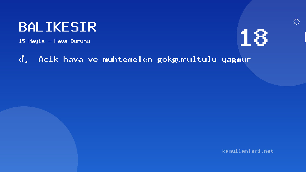 Balıkesir Meteoroloji Tahmini (15 Mayıs): Güncel Yağış Ve Sıcaklık Haritası