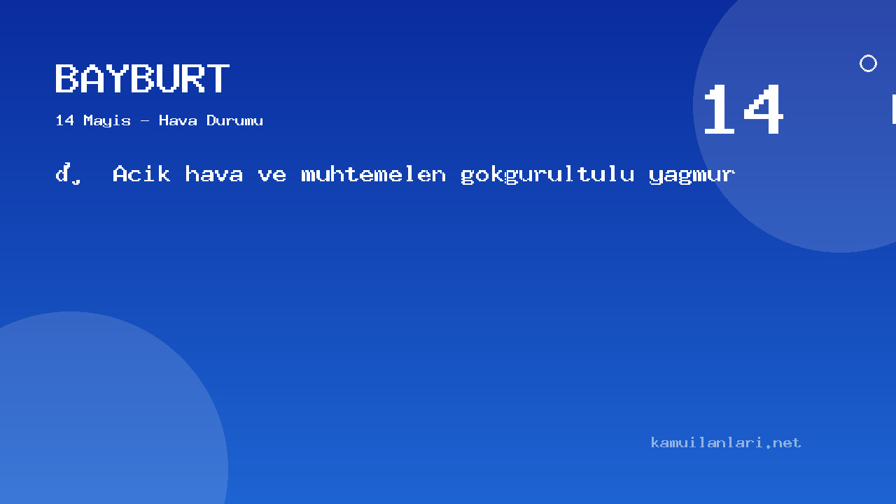 Bayburt Bugün Hava Nasıl Olacak? 14 Mayıs Hava Durumu Tahmini