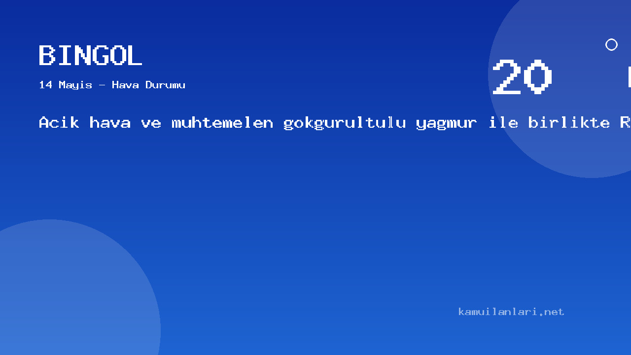 Bingöl Hava Durumu (14 Mayıs): Açık Hava Ve Muhtemelen Gökgürültülü Yağmur Ile Birlikte Rüzgarlı Bekleniyor | Güncel Tahminler