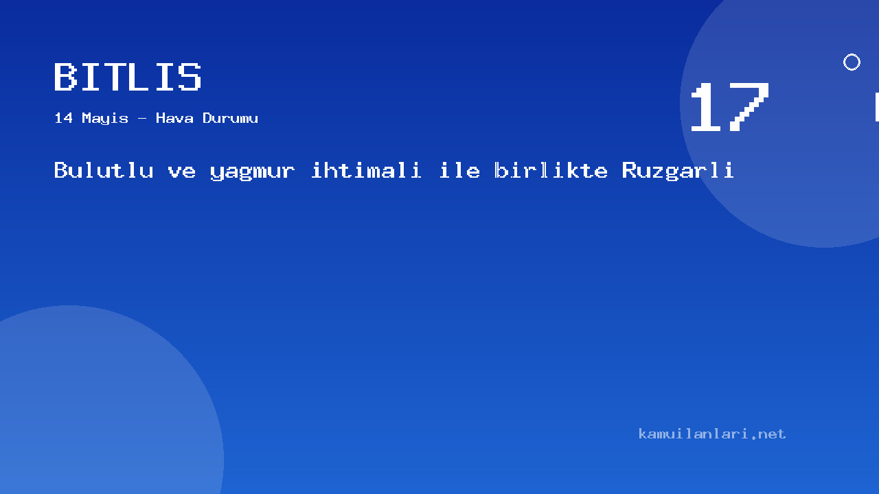 Bitlis Bugün Hava Nasıl Olacak? 14 Mayıs Hava Durumu Tahmini
