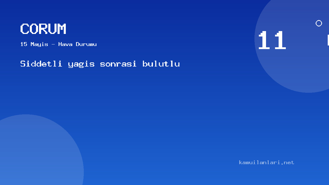 Çorum Hava Durumu: 15 Mayıs İçin Saatlik Ve Günlük Tahminler