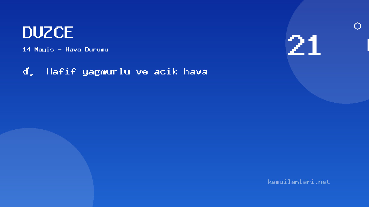 Düzce Hava Durumu Raporu – 14 Mayıs