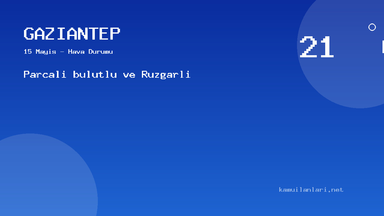 Gaziantep Hava Durumu (15 Mayıs): Parçalı Bulutlu Ve Rüzgarlı Bekleniyor | Güncel Tahminler