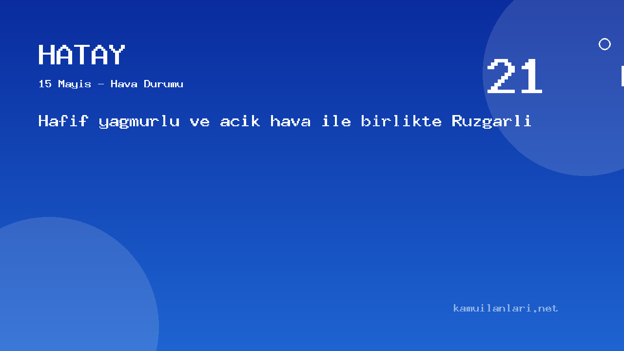 Hatay Hava Durumu Raporu – 15 Mayıs