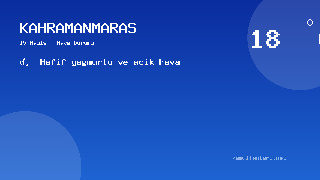 15 Mayıs Kahramanmaraş Hava Durumu Raporu: Bugün Hava Nasıl?