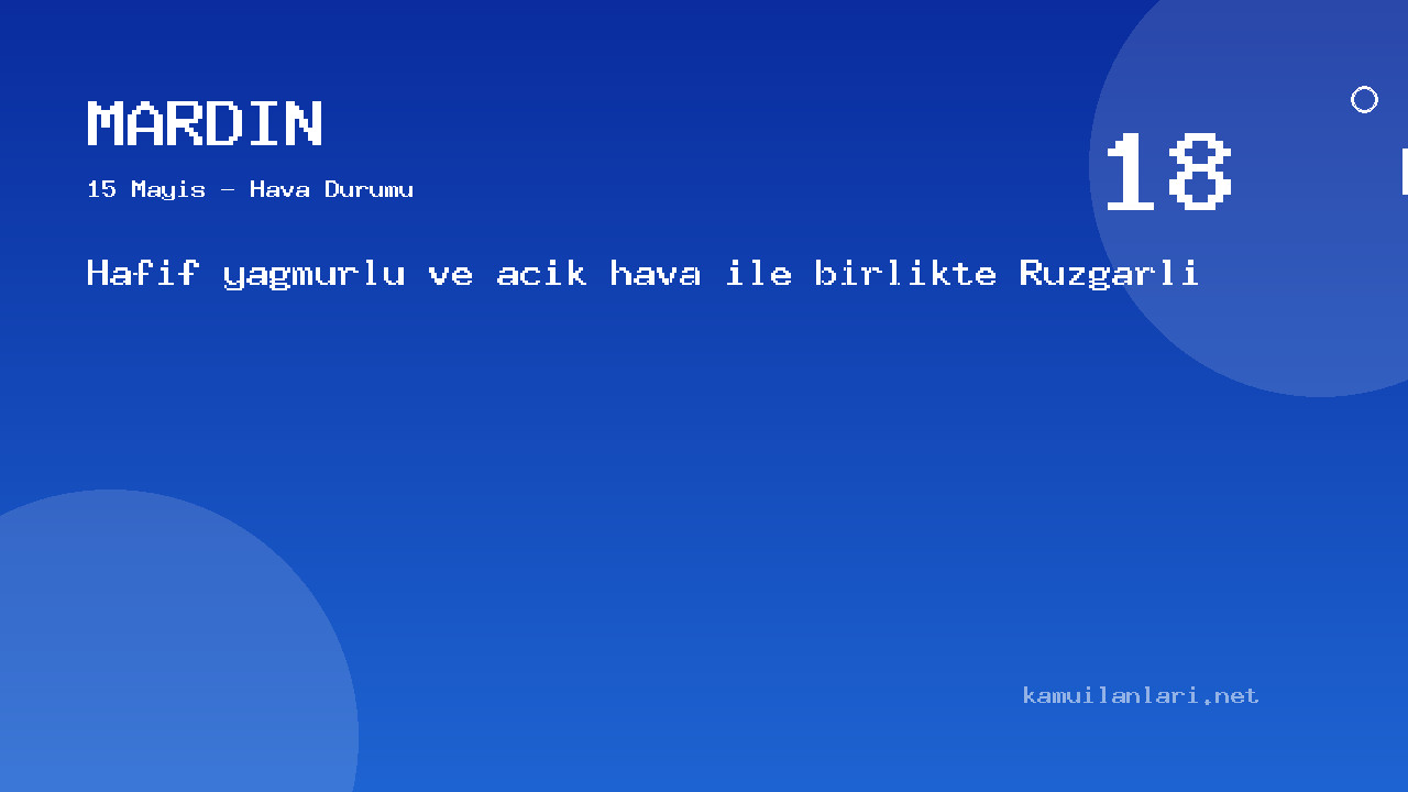 Mardin Hava Durumu: 15 Mayıs İçin Saatlik Ve Günlük Tahminler