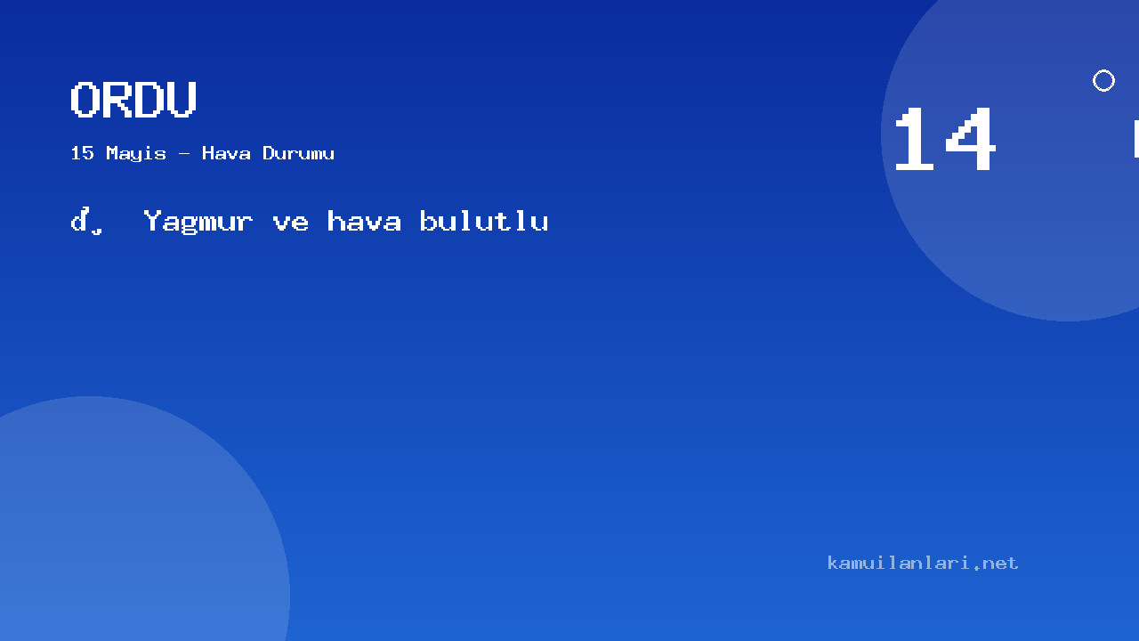 Ordu Hava Durumu Raporu – 15 Mayıs