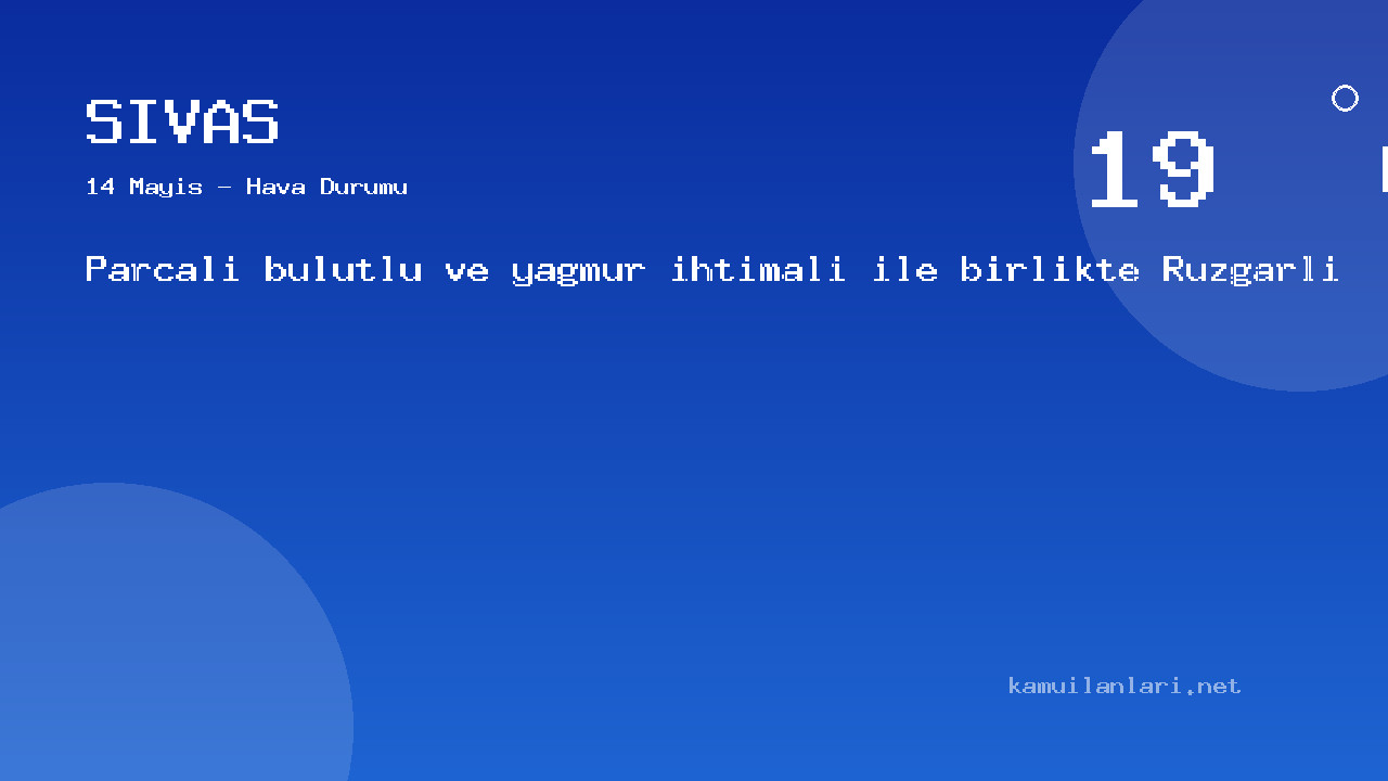 Sivas Hava Durumu (14 Mayıs): Parçalı Bulutlu Ve Yağmur Ihtimali Ile Birlikte Rüzgarlı Bekleniyor | Güncel Tahminler